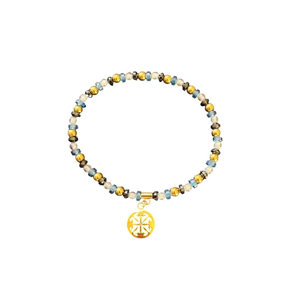 Rustic Cuff Multicolor Beaded Logo Stretch Bracel… - image 2